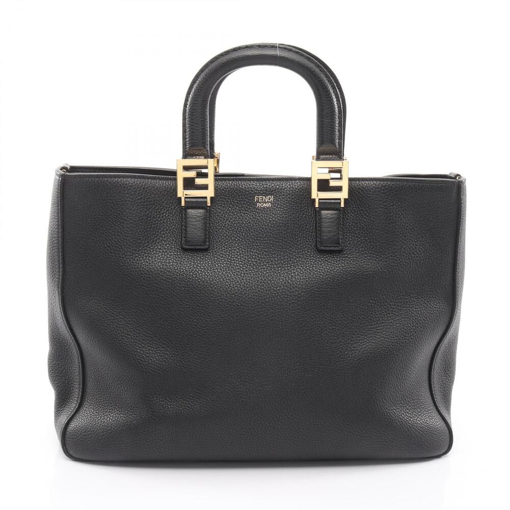 Fendi FF Tote Selleria Bag Leather Black